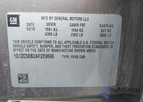 2010 Chevrolet Malibu Lt z USA, uszkodzony, nr VIN 1G1ZC5EB2AF209690